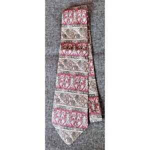 Tie 70s 80s 90s Y2K Mens Arcadia Silk Beige Toupe Green 4 Wide 58 Long